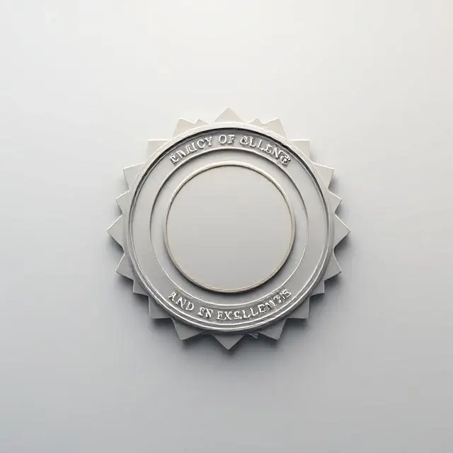 An abstract image representing a seal of quality and excellence.